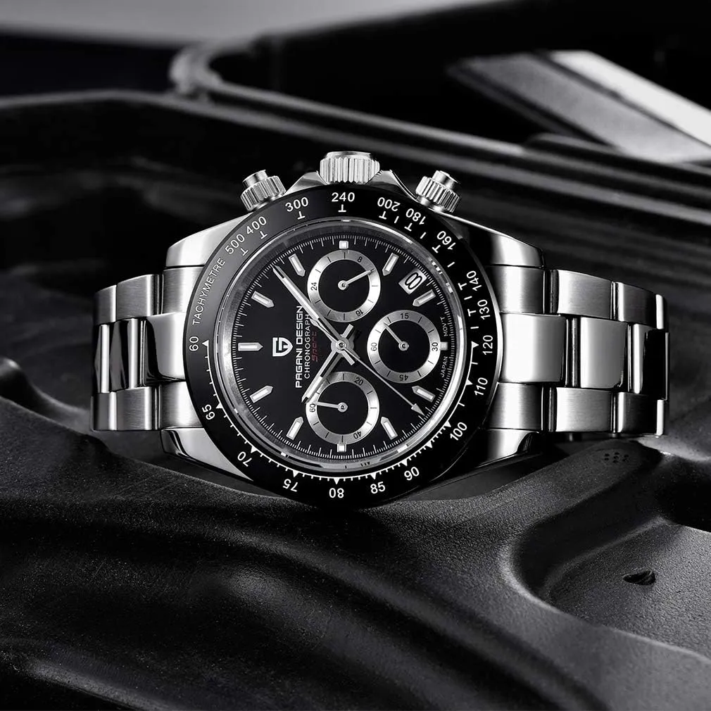 Water Resistant Sports Wristwatch Pagani Design PD1644 Men??s Quartz Chronograph Watch VK63 Movement, Sapphire Crystal, Rainbow Bezel, Stainless automatic exploit stretch Steel, 100M 