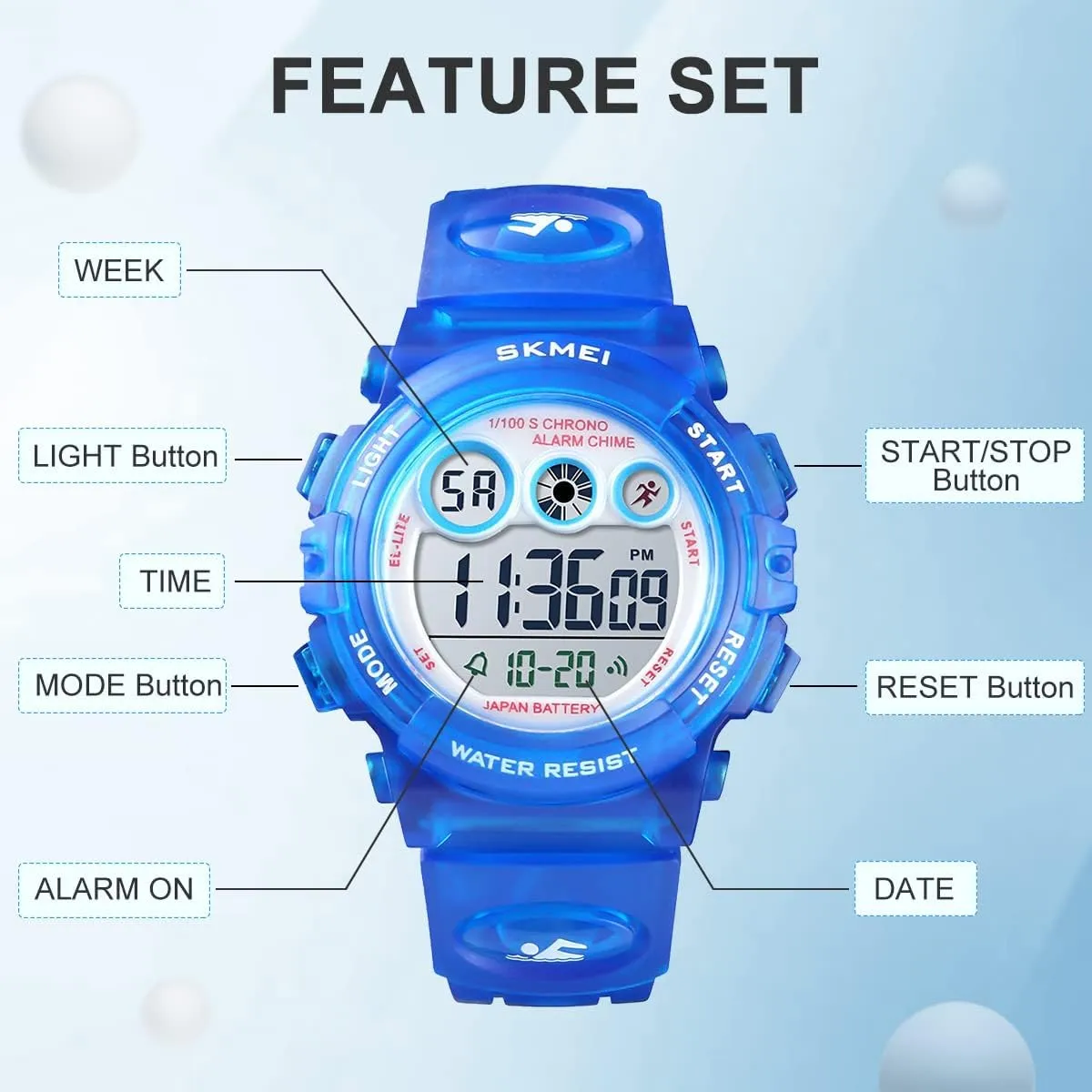 Waterproof Boys Girls Watch Outdoor 12/24 H Alarm EL Backlight Stopwatch Military Child Wristwatch Ages 3-15 GOLDEN HOUR Watches for Kids distress ongoing innovative mainstream interplay Digital Sport 