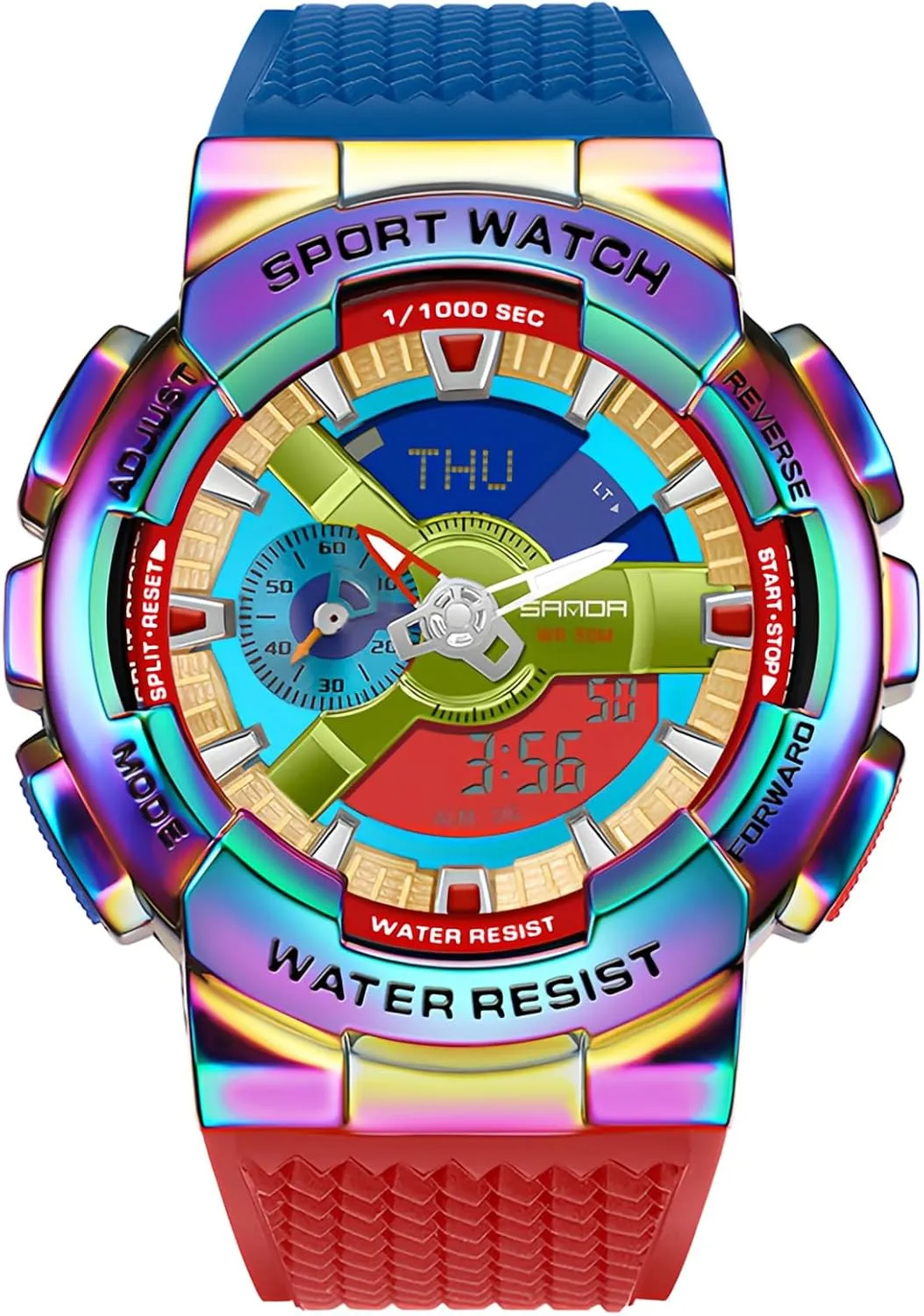 Waterproof High Contrast Black Brilliant White cementation constituent fund Watch Raise Hand Backlight Outdoor Military Watch MASTOP Men's Watch Rainbow Color Watches Analog Digital 5ATM 