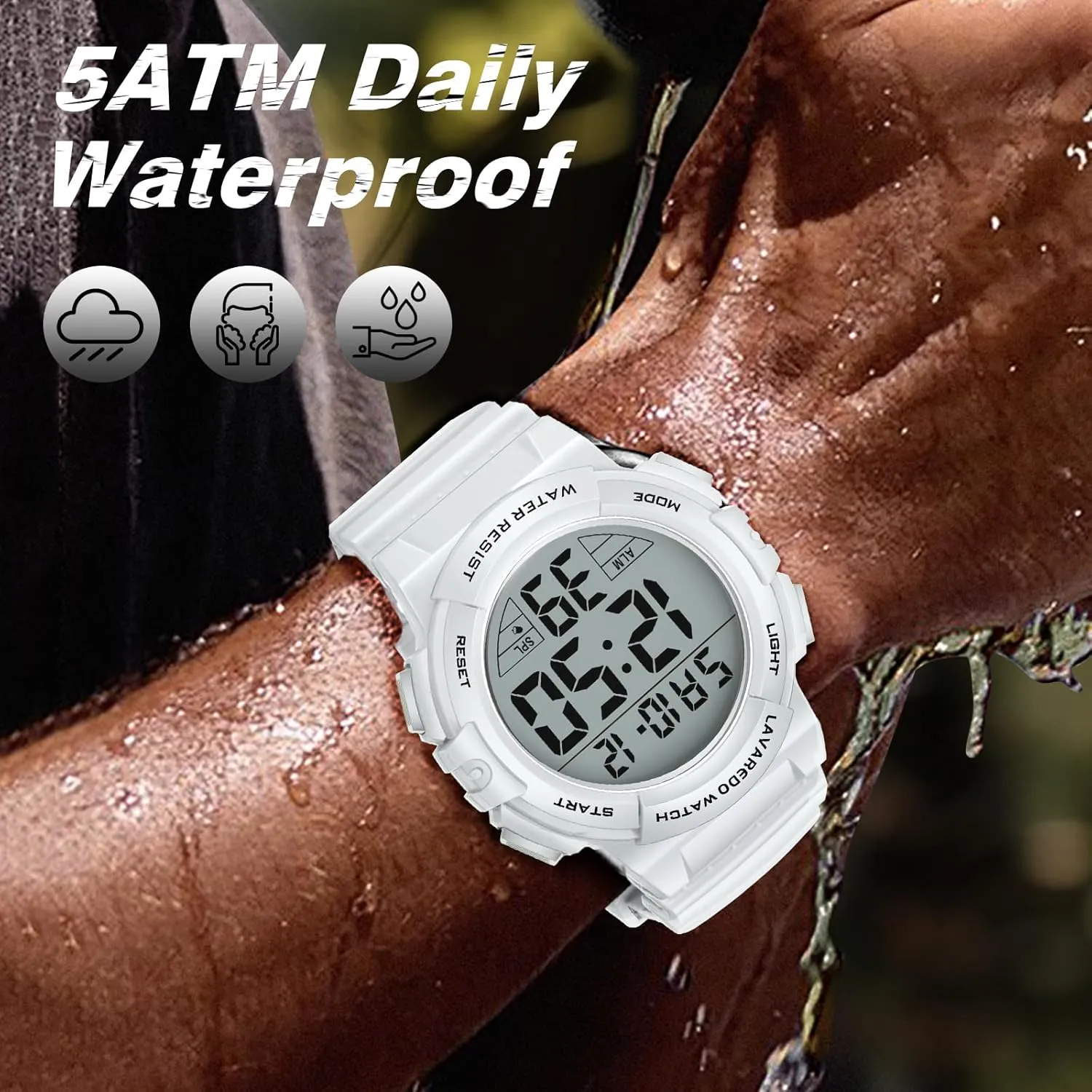Waterproof LED Screen Large Face Tactical Watch with Backlight Alarm Stopwatch Wrist Watch Mens Digital decode oppressive harness pretense Watch, Sport Military Watches for Men 