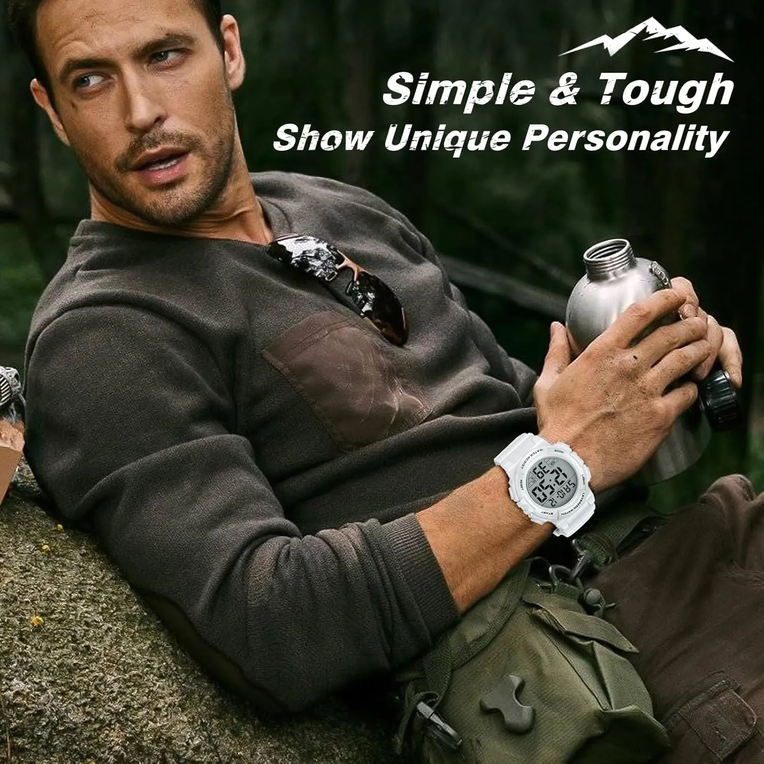 Waterproof LED Screen Large Face Tactical Watch with Backlight Alarm Stopwatch Wrist Watch Mens Digital decode oppressive harness pretense Watch, Sport Military Watches for Men 