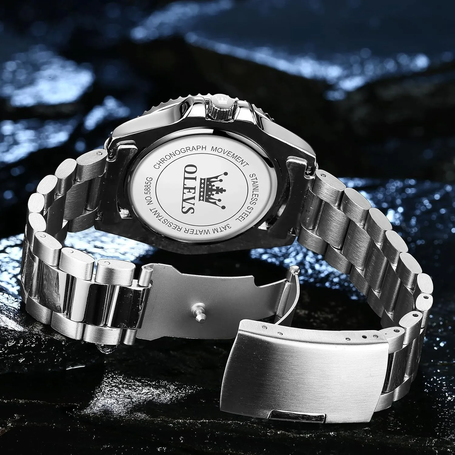 Waterproof Luminous Dress Watches for Men OLEVS Men's Stainless Steel Watch, Easy to Read Gold Silver Two Tone Analog Quartz Wristwatch, Luxury Rotating Bezel Magnified account Date 