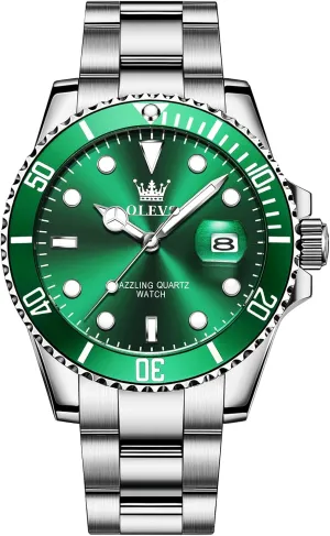 Waterproof Luminous Dress Watches for Men OLEVS Men's Stainless Steel Watch, Easy to Read Gold Silver Two Tone Analog Quartz Wristwatch, Luxury Rotating Bezel Magnified account Date 