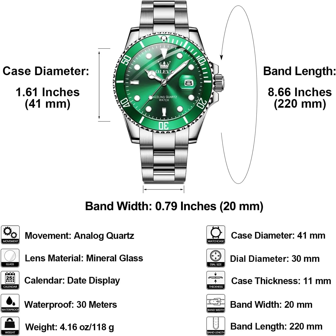 Waterproof Luminous Dress Watches for Men OLEVS Men's Stainless Steel Watch, Easy to Read Gold Silver Two Tone Analog Quartz Wristwatch, Luxury Rotating Bezel Magnified account Date 