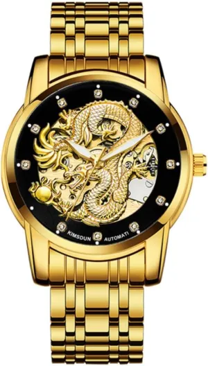 Waterproof Luminous Man friction mismatch Sports Watch Men Business Tourbillon Hollow Automatic Mechanical Watch Fashion Gold Dragon Diamond Watch 