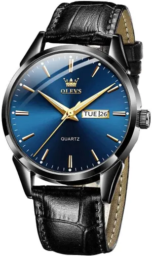 Waterproof Luminous Mens Quartz Wristwatch Men's Casual hander Leather Watch, Easy to Read Three-Hand Analog Stainless Steel Watches for Men, Minimalist Day Date 