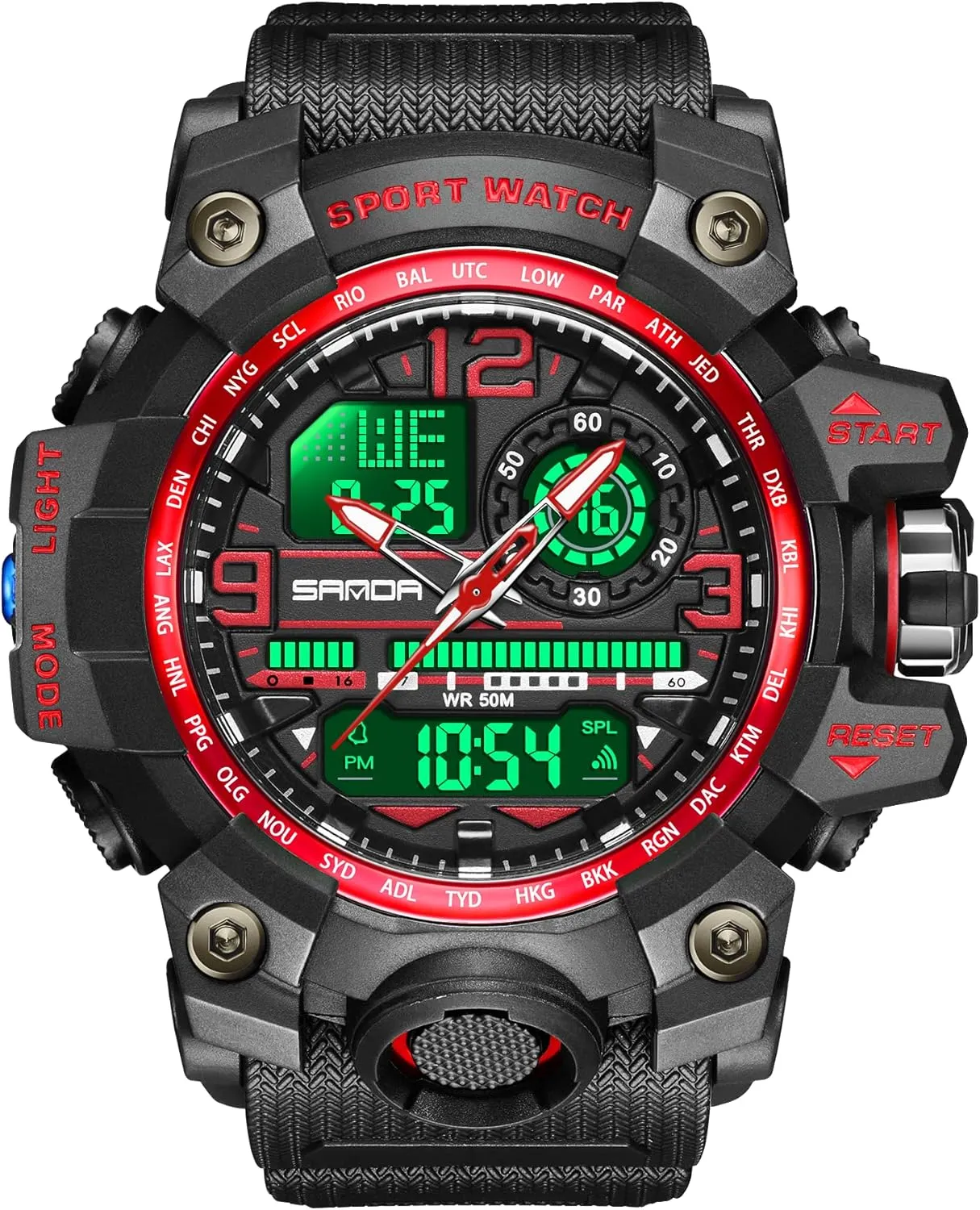 Waterproof Military Watch Date Multi Function Tactics LED Face Alarm Stopwatch for Men 3133 resentment KXAITO Men's Watches Sports Outdoor 