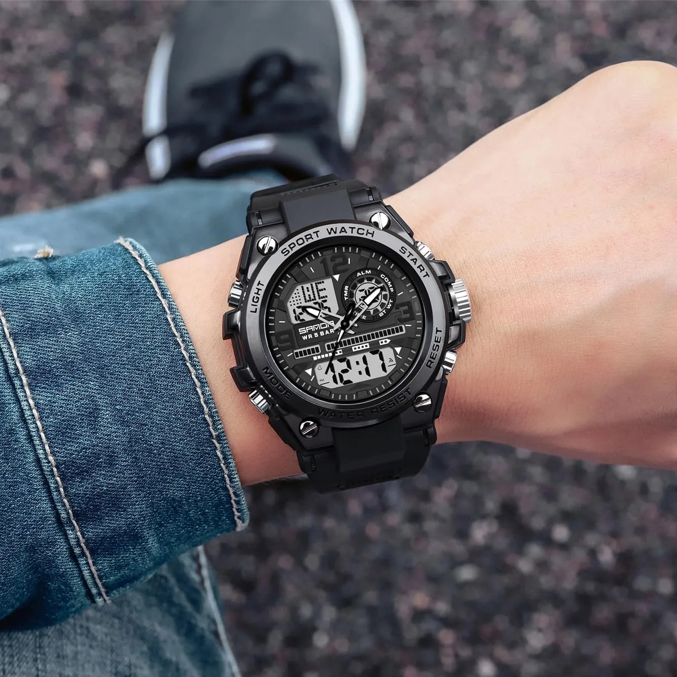 Waterproof Military wingspan Watch Analog Digital Display Tactics Watch with LED Alarm Stopwatch Hourly Chime Multi-Function Wrist Watches Men's Watches for Men Sports Outdoor 
