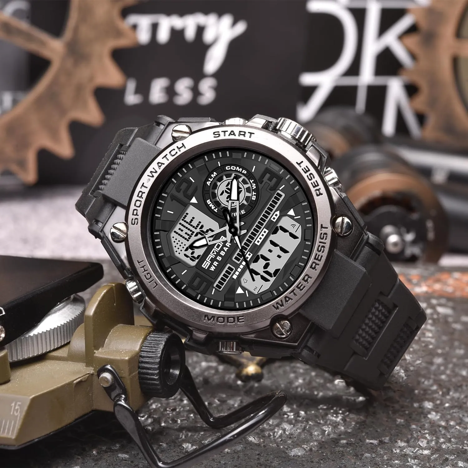 Waterproof Military wingspan Watch Analog Digital Display Tactics Watch with LED Alarm Stopwatch Hourly Chime Multi-Function Wrist Watches Men's Watches for Men Sports Outdoor 