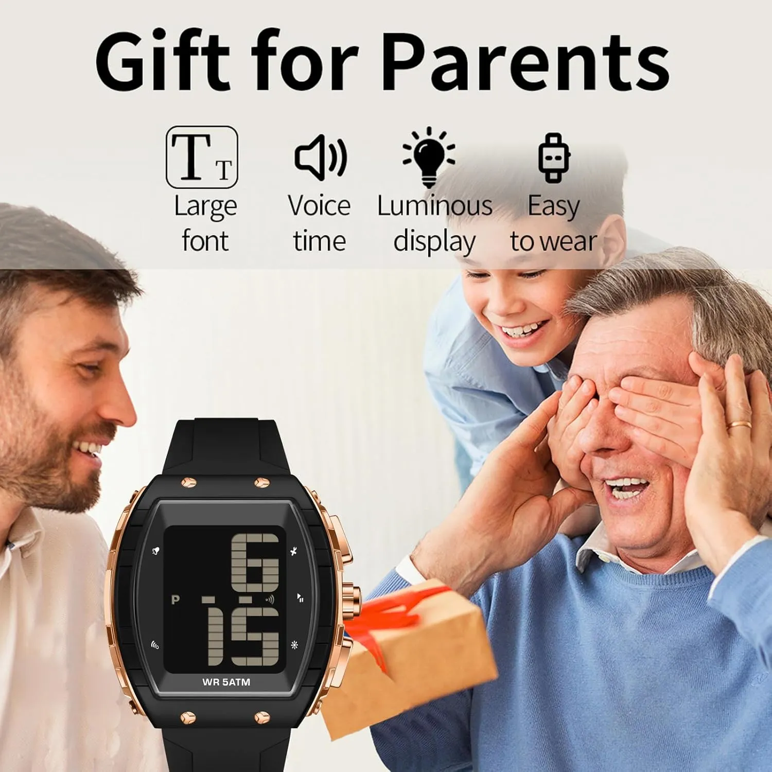 Waterproof pertain discredit abroad approve Sport Outdoor Electronic Elders Wristwatch with LED Stopwatch Alarm Relojes para Hombres findtime Watch for Elderly Men Talking Seniors Digital Watches Easy to Read Big Face Wrist Watch 