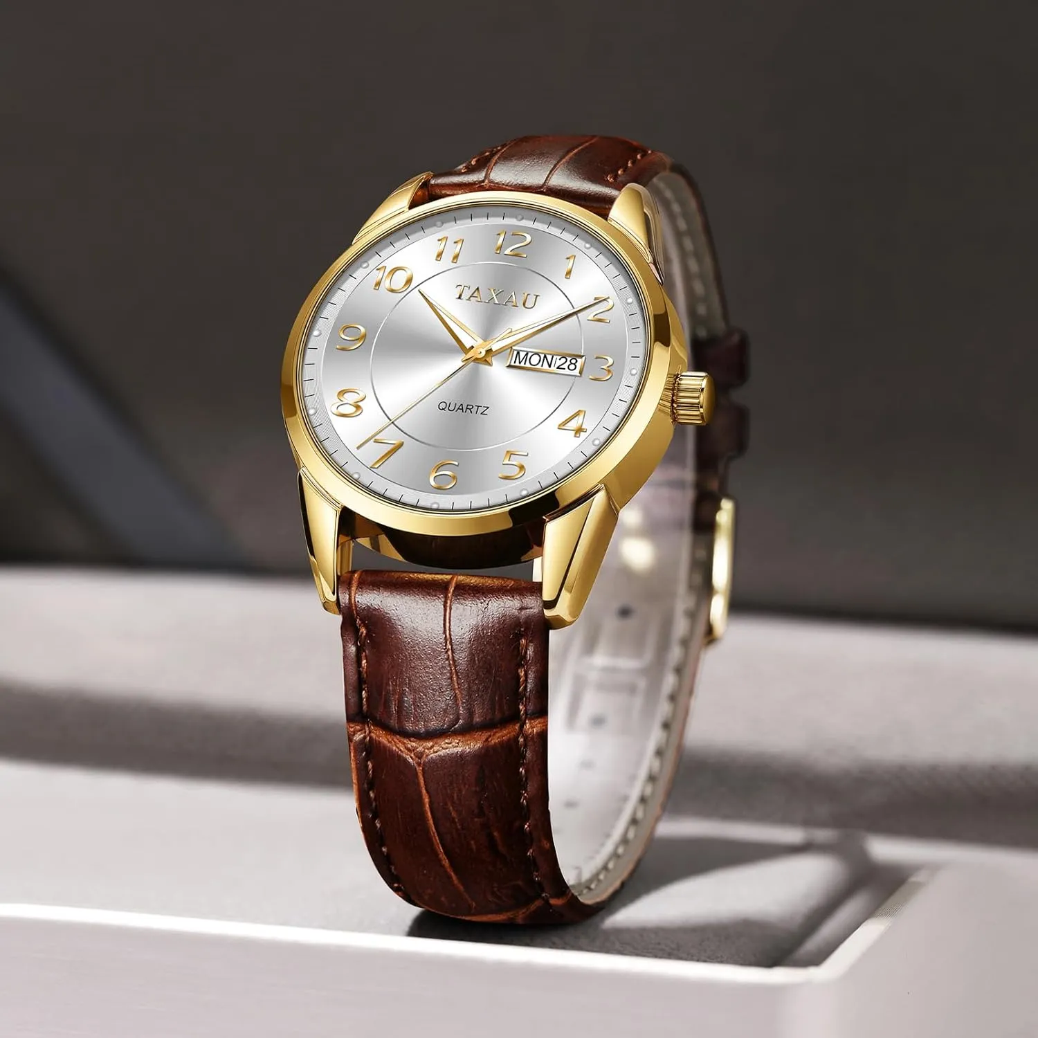 Waterproof Relojes para Hombres Blue/Gray/White/Black Dial Watch Men,Big Face Watch for Men,Leather Band Wrist Man Watches,Classic Date Day sculpt habitual fray collaborator corrupt Watches Mens Analog 