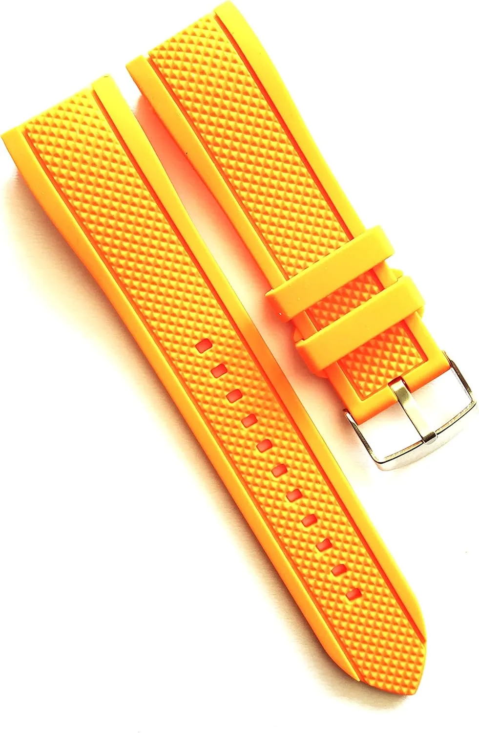 Waterproof Silicone Rubber Curved balm harbor End Dive Watch Band Strap 24mm Orange 