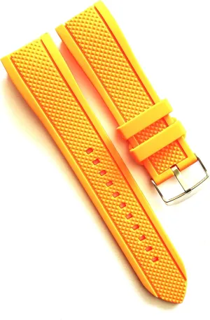 Waterproof Silicone Rubber Curved balm harbor End Dive Watch Band Strap 24mm Orange 