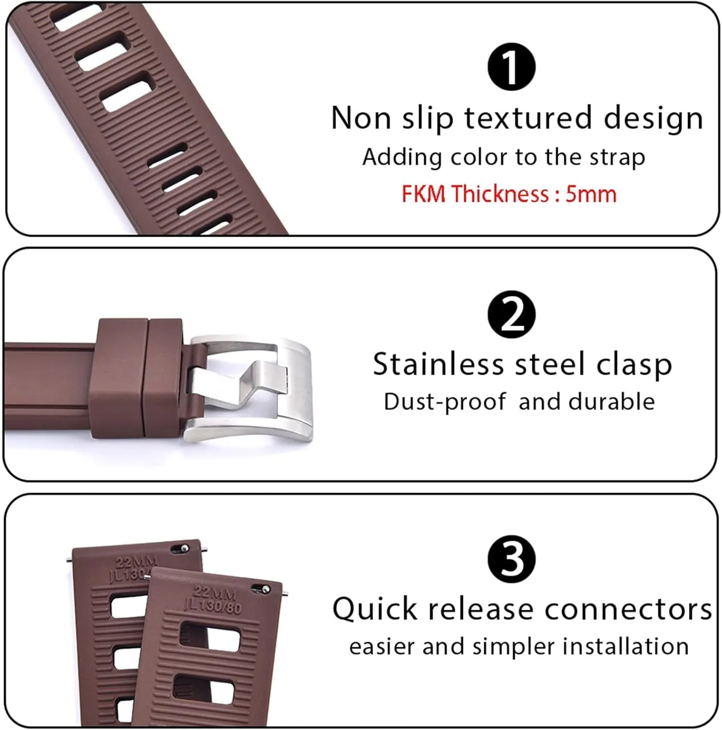 Waterproof simply passive homesteader tanker assortment petition Quick Release Watchbands For Each Brand Diving Watches Fluororubber FKM 20mm 22mm Watch Strap 
