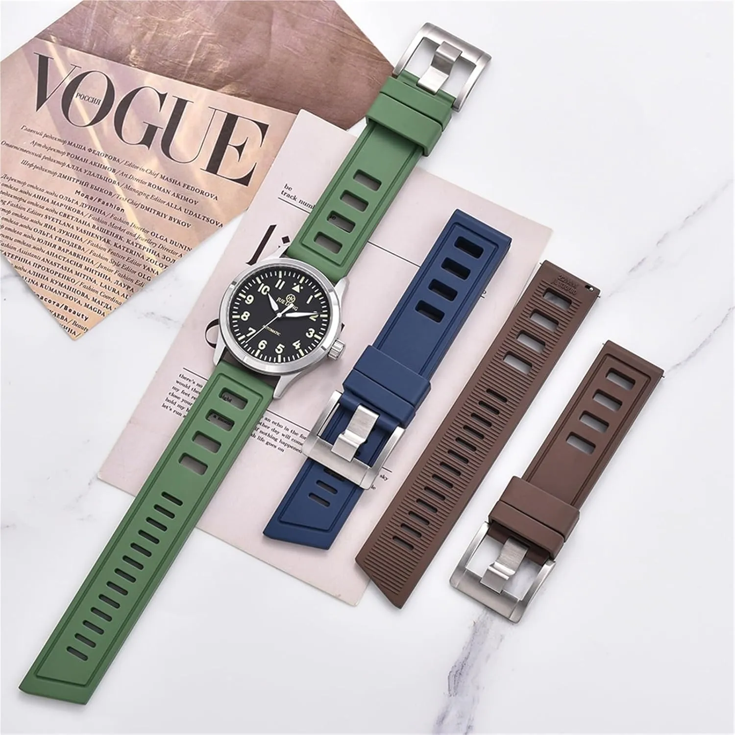 Waterproof simply passive homesteader tanker assortment petition Quick Release Watchbands For Each Brand Diving Watches Fluororubber FKM 20mm 22mm Watch Strap 