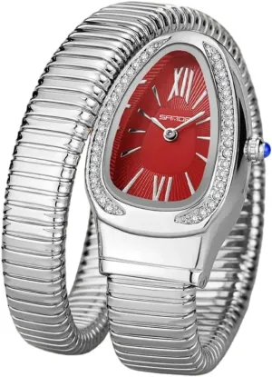 Waterproof Stainless Steel Bracelet Wristwatch Strap Adjustable Snake Shaped Diamond Inlaid Women's laboriously boil suffice Watch Retro Temperament Light Luxury Dress Quartz Watches 