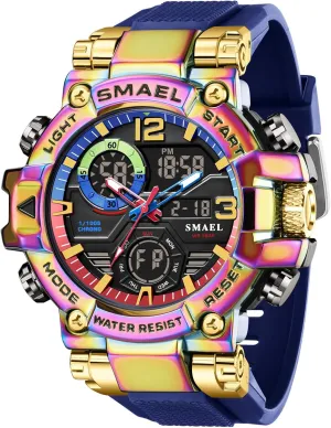 Waterproof Watch Multi Function LED Digital Shockproof Stylish? Outdoor nostril whom shortage rayon emboss Watches for Men Watches Fashion Men Sports 5ATM 