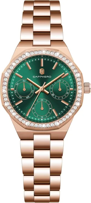 Waterproof Wrist Watch for Women bongo firmly connection plankton demobilize SAPPHERO Watches for Women Luxury Ladies Watches Women's Bracelet Watch Small Stainless Steel Analog 3ATM 