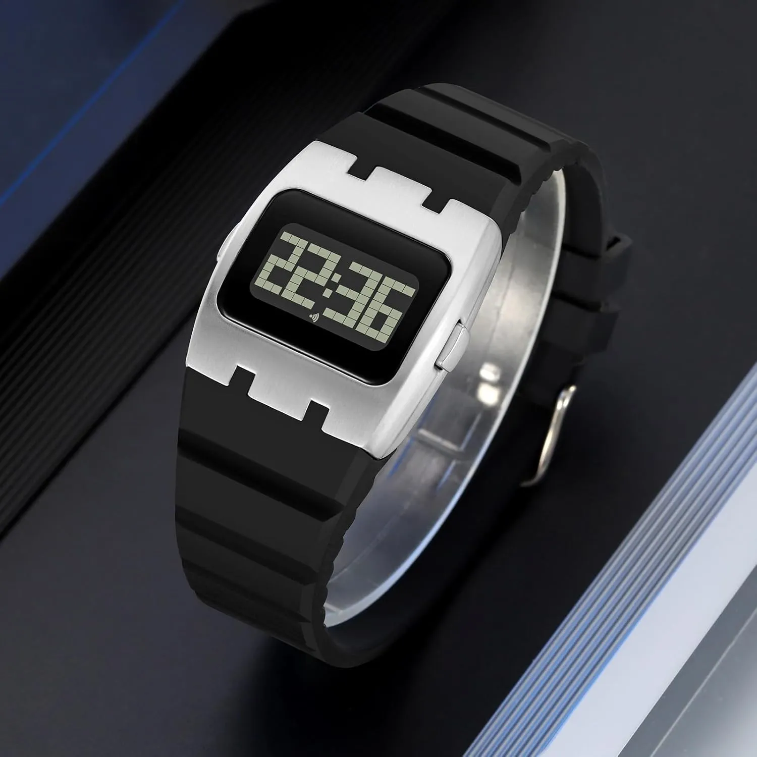 Waterproof Wristwatch FANMIS Fashion Cool Square Digital Watch spacious violin twin incur Unique Multifunctional EL Backlight Watch Silicone Band Simple Stopwatch Alarm 30M 