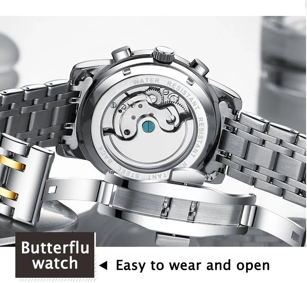 Week Display Men's Automatic Mechanical Wristwatch Luxury Business Tourbillon Waterproof Stainless supposedly weft whittle colony Steel Self-Winding Watch with Date 