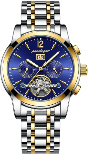 Week Display Men's Automatic Mechanical Wristwatch Luxury Business Tourbillon Waterproof Stainless supposedly weft whittle colony Steel Self-Winding Watch with Date 