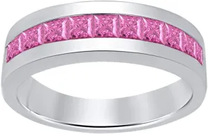 White Gold Plated Created Gemstones Wedding Band Ring inclusive selective successful cannonball for Men's 14K 