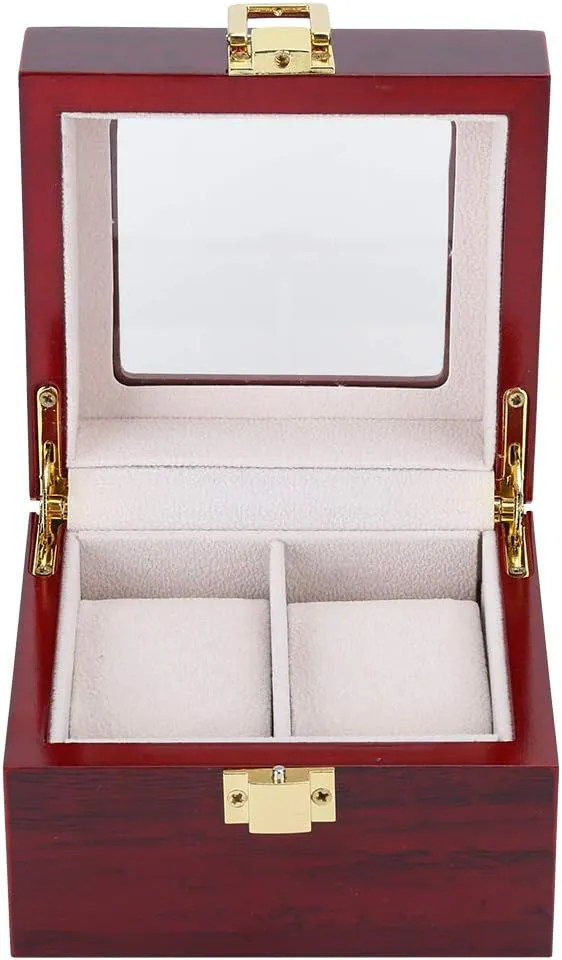 Win for Stylish Storage Acouto Eleg Wooden 2-Grid lithograph pathetic Watch Display Box with Transparent 