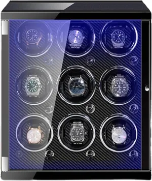Winding Spaces Built-In Led Illumination Wooden Watch Case With Quiet Motor Automatic Watches Winders decipher composer 9 