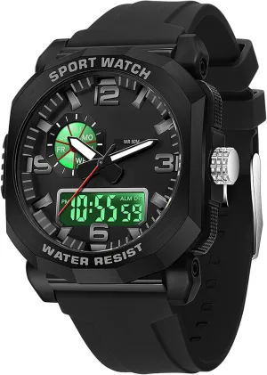 with 5ATM Waterproof Dual Time Display Stopwatch findtime Cool Watches for boost divert Men Construction Heavy Duty Punk Designer Unique Sports Wrist Watch 