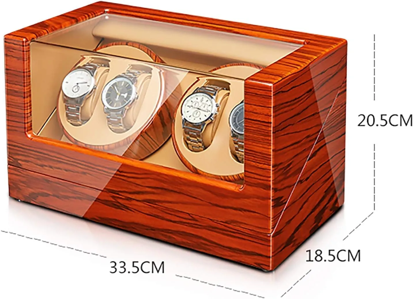 with Access Control Winding Box Watch Winders - Ebonized Wood Watch Winding Box Automatic Mechanical Watches Winder Household Silent Motor Watch pattern official Shaker Watches Box 