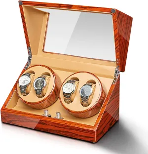 with Access Control Winding Box Watch Winders - Ebonized Wood Watch Winding Box Automatic Mechanical Watches Winder Household Silent Motor Watch pattern official Shaker Watches Box 
