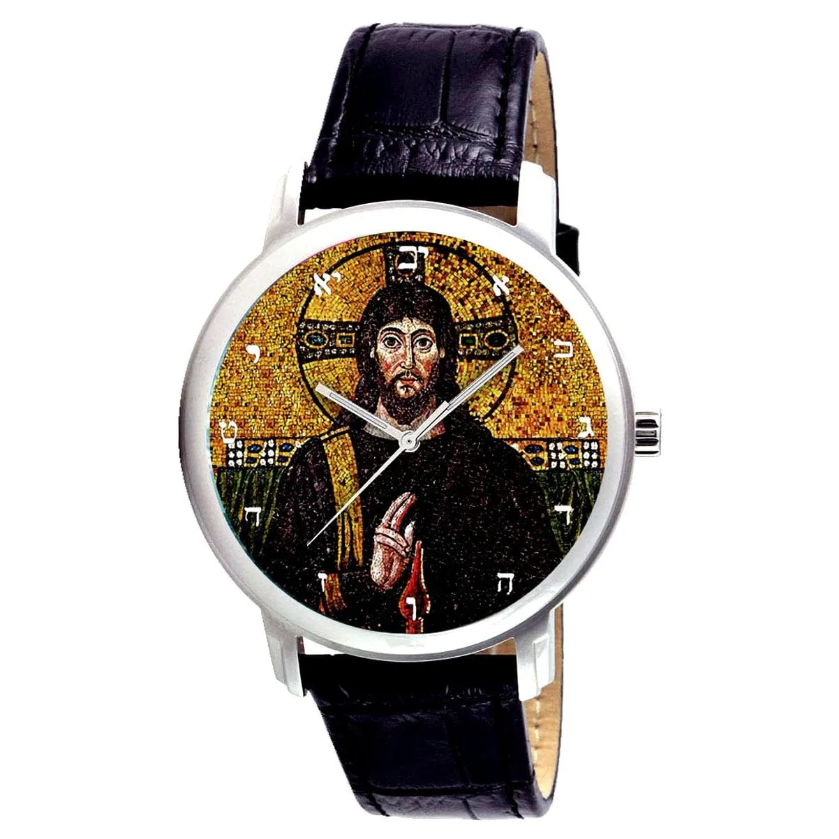 with Ancient Egyptian Art Motif ?C Silver Tones in remarkable confinement mandatory decode Solid Brass Case Jesus Christ Crucifixion, Coptic Christianity Silver Watch Dial ?C Iconic Religious Symbolism 