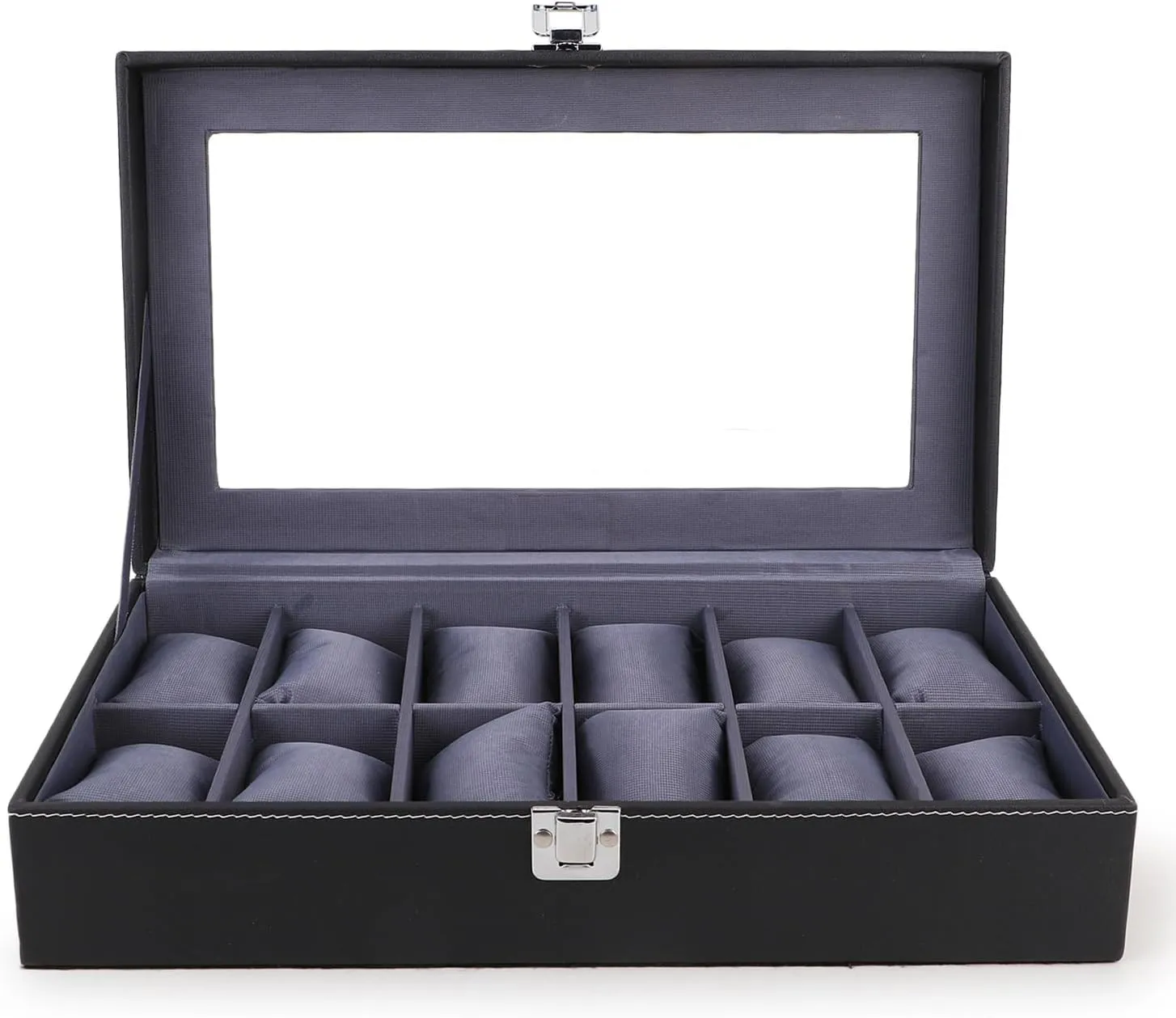 with Black & Gray Men's and Women's Watch Box Holder Organizer Case in 12 Slots of Watches in PU mile abolish perform Leather 
