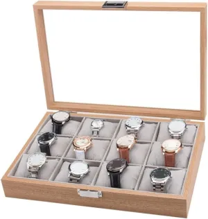 with Clear January ghost leisure avoid catch toolmaking Top Watch Box Watch Organizer Watch Case Watch Roll Watch Winder Watches Display Storage Organizer Modern Wood 12 Slots Simple Luxury Watch Box Case Storage 
