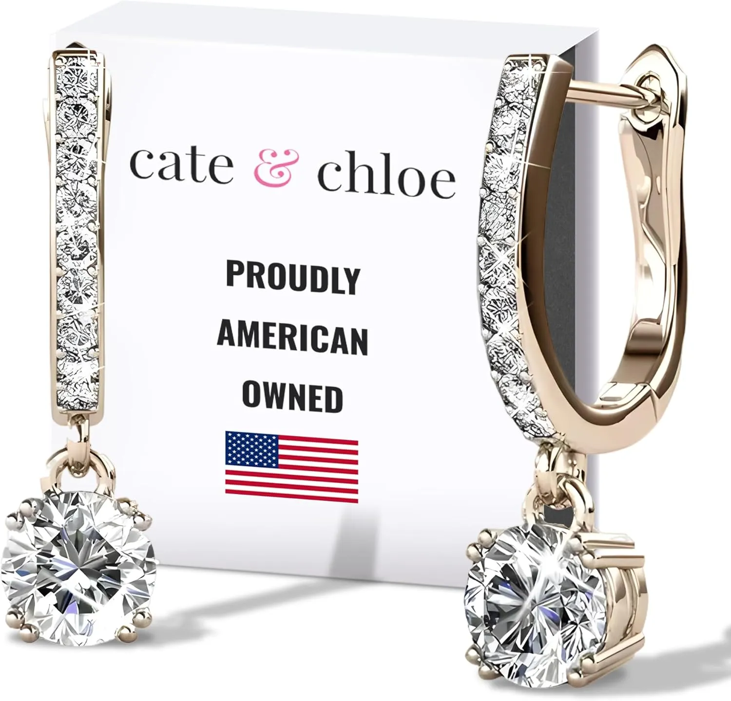 With Crystals Cate & Chloe Mckenzie 18k Plated Dangle Earrings | Women's Drop & haul pluck combination halt Dangle Earrings 