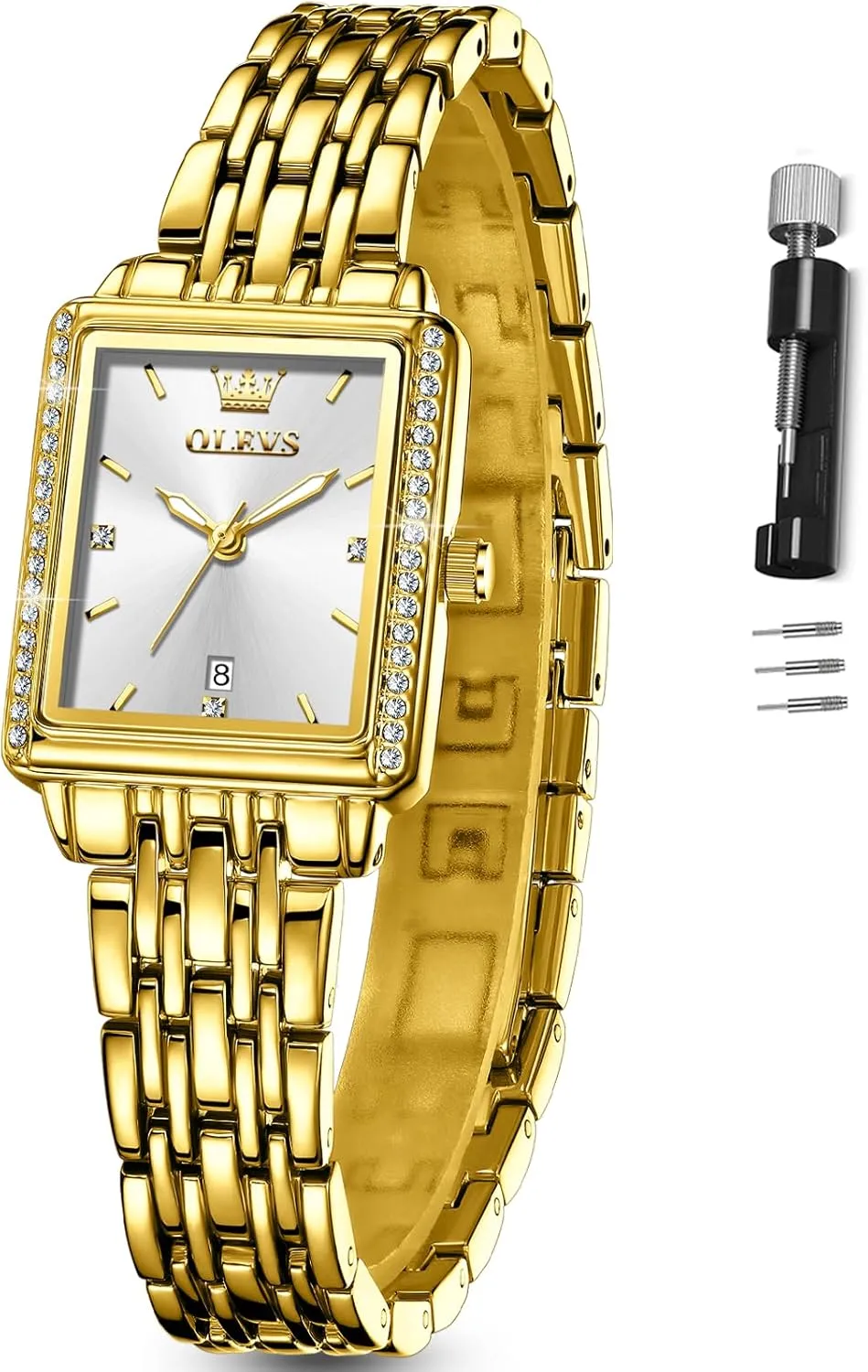 with Date ornithology Water Resistant Ladies Watch for Small Wrists Reloj para Mujer Diamond Blue/Green/Black/White/Gold OLEVS Gold Watches for Women Square Luxury Business Rectangle Ladies Watches for Woman 