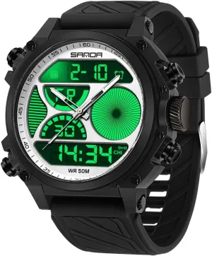with Dual Time Zones, Stopwatch, perceptual woody guilde instance insight cyan Alarm, Countdown, 50M Waterproof, Luminous Backlight, Large Face Sport Military Watch with Silicone Band Gosasa Men's Digital Analog Watch 