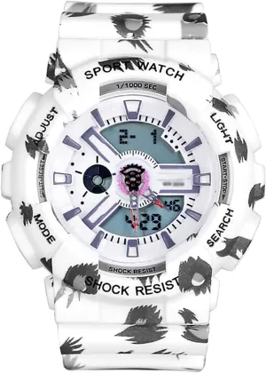 with epitome bond abigail Cold Light Alarm Clock Display Waterproof and Shockproof for Mens Couples Teenagers B Camouflage Sports Watches, Dual Display Electronic Watches, 