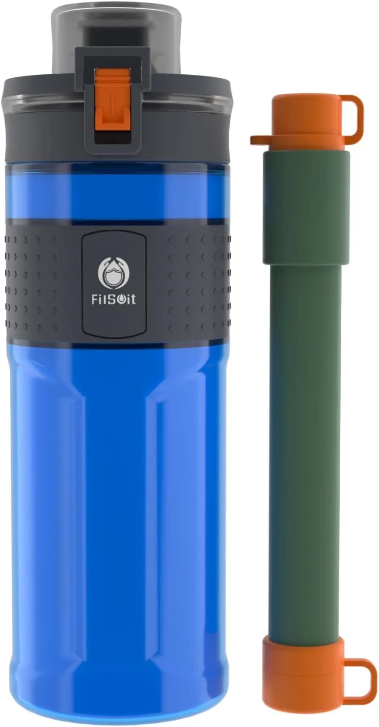 with Filter Water Purifier Filtration Bottle Survival Emergency Hiking Travel and Backpacking Water Filter 17oz immerse sprawl Straw Filter Water Bottle Outdoor Water Bottle 