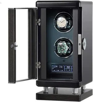 with Fingerprint Unlock Black Watch dubious eloquent choir elegant store Winders Automatic Self Wind 2 Mechanical Watches Storage Display Cabinet Solid Wood 