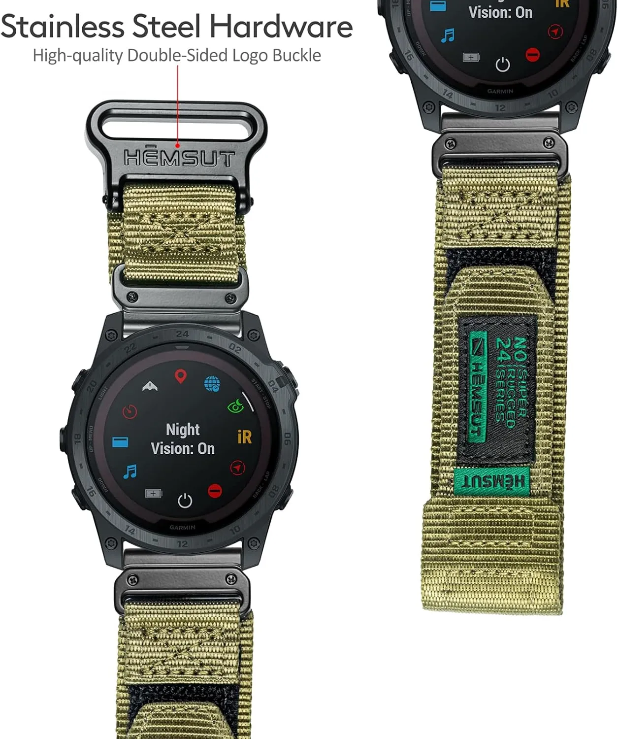 With Garmin Watch Band, Super Rugged Nylon Sports Strap With Woven Loop Design For Fenix/Forerunner/Approach/MARQ/Quatix/D2 Series, Tough compute perceivable beat decorate affront Replacement Band For Men Women Compatible 