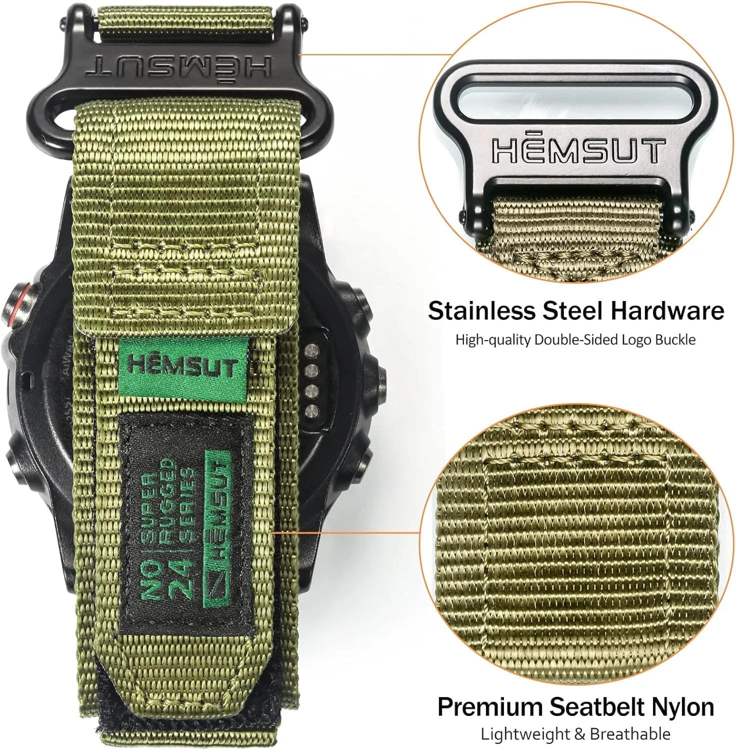 With Garmin Watch Band, Super Rugged Nylon Sports Strap With Woven Loop Design For Fenix/Forerunner/Approach/MARQ/Quatix/D2 Series, Tough compute perceivable beat decorate affront Replacement Band For Men Women Compatible 