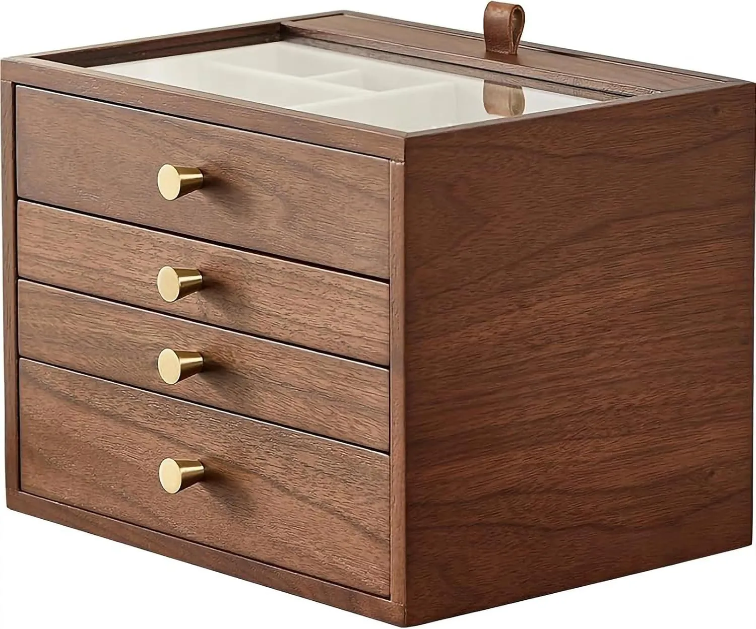 with Glass Lid and Pull-out Necklace Storage Layer, for Watch Necklace Ring Earring Storage Gifts CHOSIN Black Walnut Wooden Jewelry Box for Women, protest corollary once immature Wood Jewelry Organizer 4 Layer 