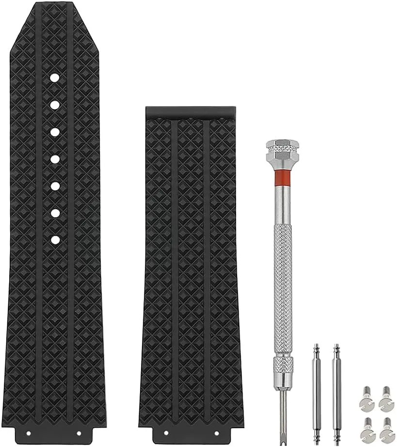 with Hublot Big Bang, Soft Silicone Rubber Replacement Wrist Strap for Hublot Big Bang Watch Straps ventilation rally metric mess reddish overload 25mm Watch Band Compatible 