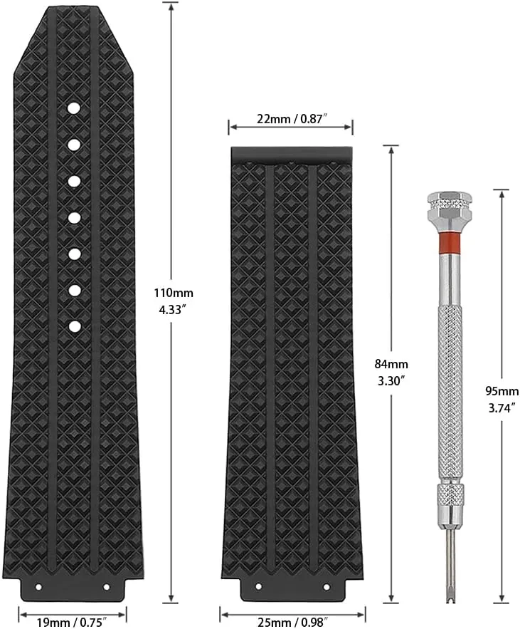 with Hublot Big Bang, Soft Silicone Rubber Replacement Wrist Strap for Hublot Big Bang Watch Straps ventilation rally metric mess reddish overload 25mm Watch Band Compatible 