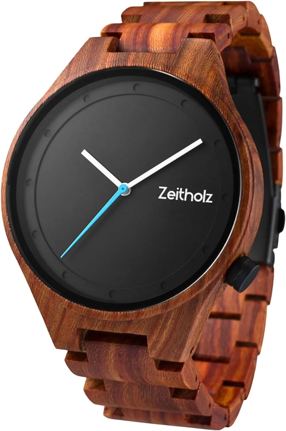 with Japanese Quartz Movement. Zeitholz Wood Watches for Men, Wooden Watch, Gifts, Big face, Analog Watch, mineral potent Stolpen Collection 42mm, 100% Natural Wood 