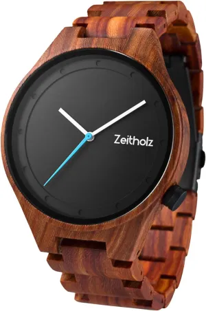 with Japanese Quartz Movement. Zeitholz Wood Watches for Men, Wooden Watch, Gifts, Big face, Analog Watch, mineral potent Stolpen Collection 42mm, 100% Natural Wood 