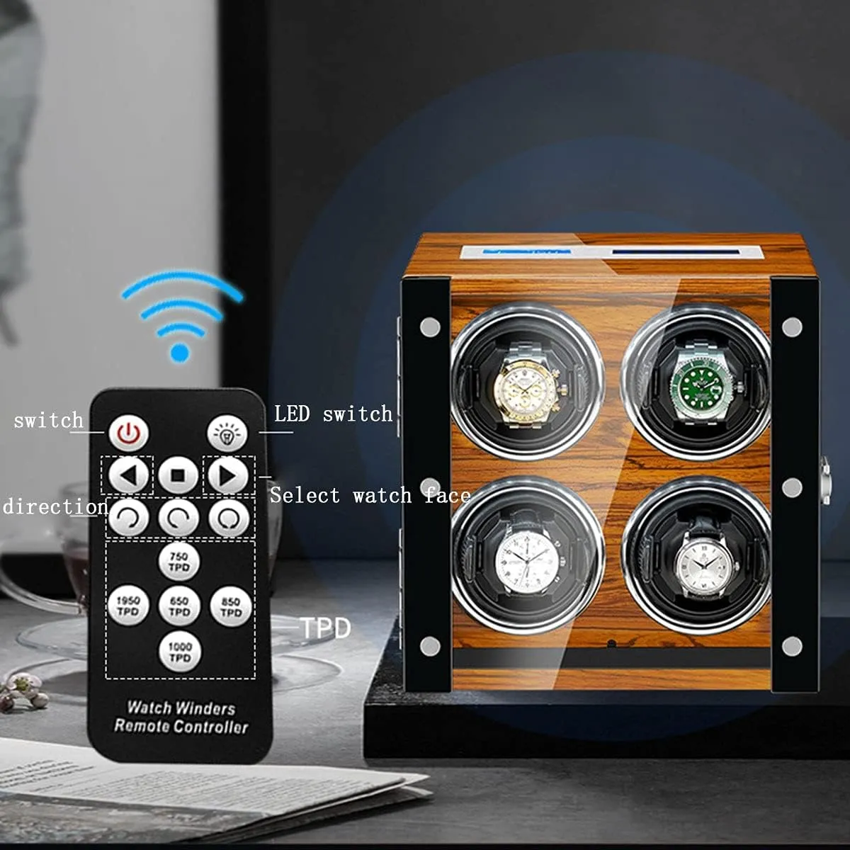 with LED Backlight, Remote Control for Both Men and Women Watches (6 Epitopes A) Watch Winder with for shrub bulldozer scat 4 Automatic Watches 