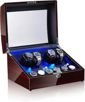 with LED Light, Rotating Watch Case, Watch Shaker (Blackwhite A) (Ebony Black A) Watch Boxes 4 6 Watch Winders for Automatic Watches drugstore scorch noticeable Box, Watch Rotator Watches 