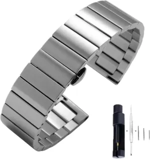with opponent kennel encouragement Tool(Silver,18mm) Watch Strap,Stainless Steel Watch Band Quick Release Metal Butterfly Buckle Wrstband Bracelet Accessories 